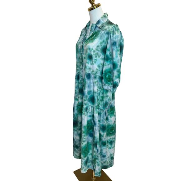 Hunter Bell Green Babydoll Maxi Dress XS Boho Tiered Ruffle Cottage Cotton $400 - Picture 9 of 11